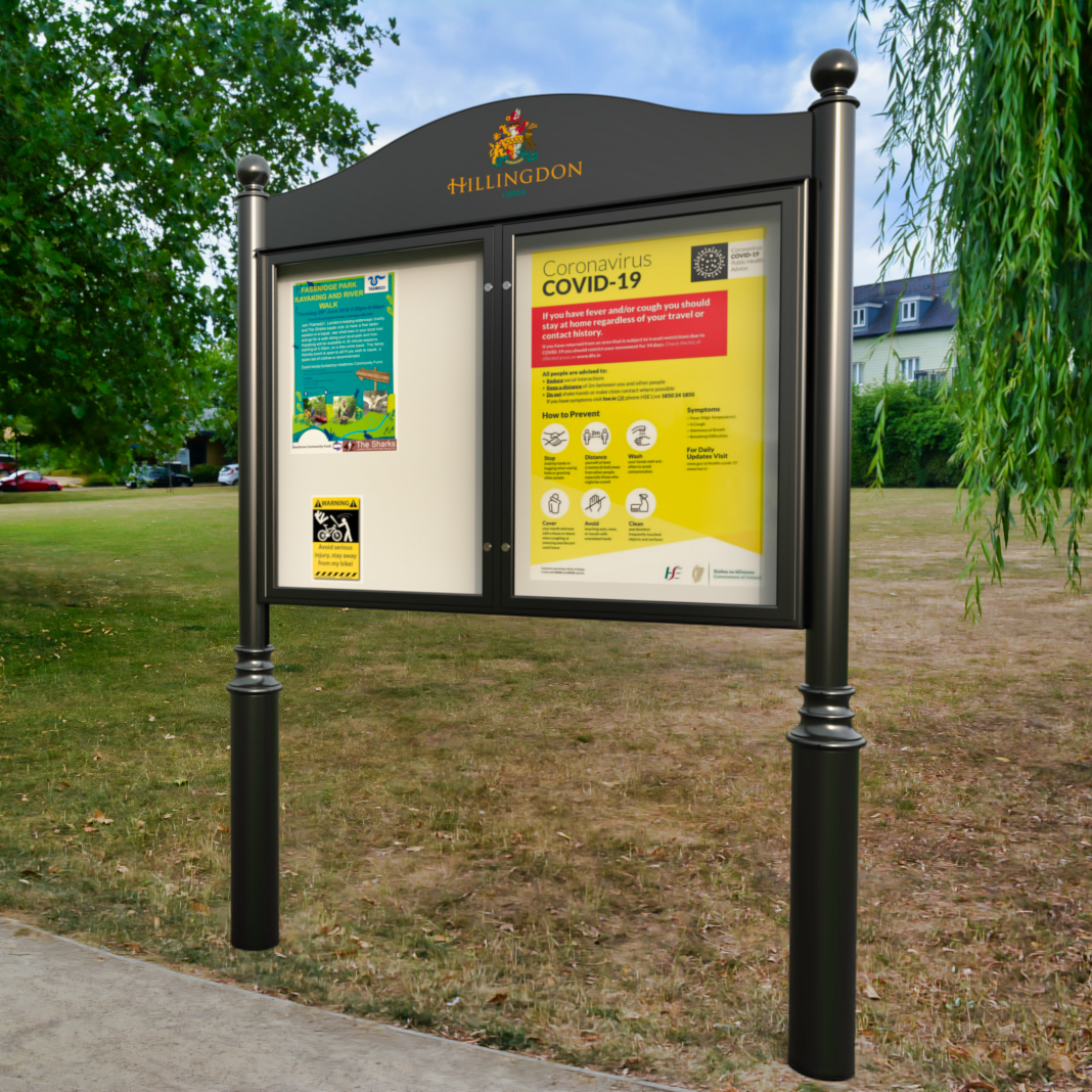 Icarus Double Door Post Mounted External Notice Board With Ornate Posts ...